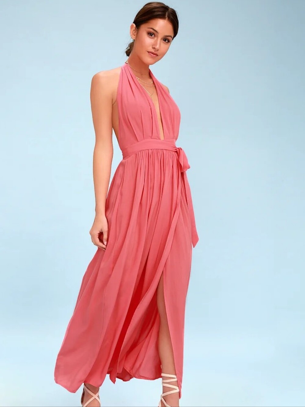 Lulu's Magical Movement Halter Wrap Dress
